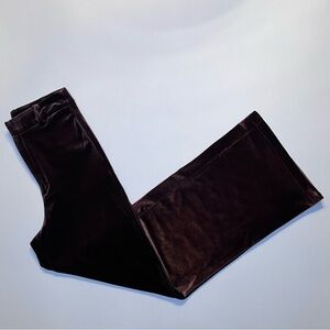 Forever 21 Velvet Wide-Leg Trouser Pants Brown Flat Front High-Rise Women's S